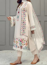 Grace Z-(S1247) - Stitched Embroidered 3pc Lawn Dress With Embroidered Chiffon Dupatta.